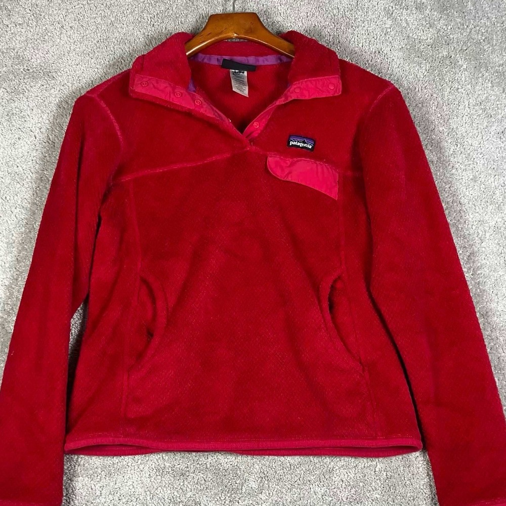 Patagonia Re-Tool Snap-T Pullover Women Small Red Polartec Thermal Pro Fleece